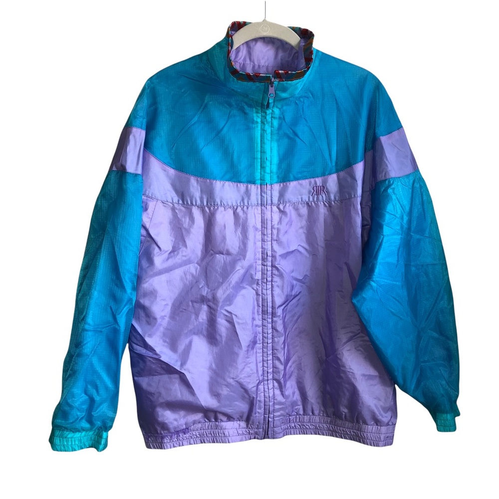 Nino Cerruti Sport Purple and Blue Vintage Windbreaker Jacket Medium Rev…